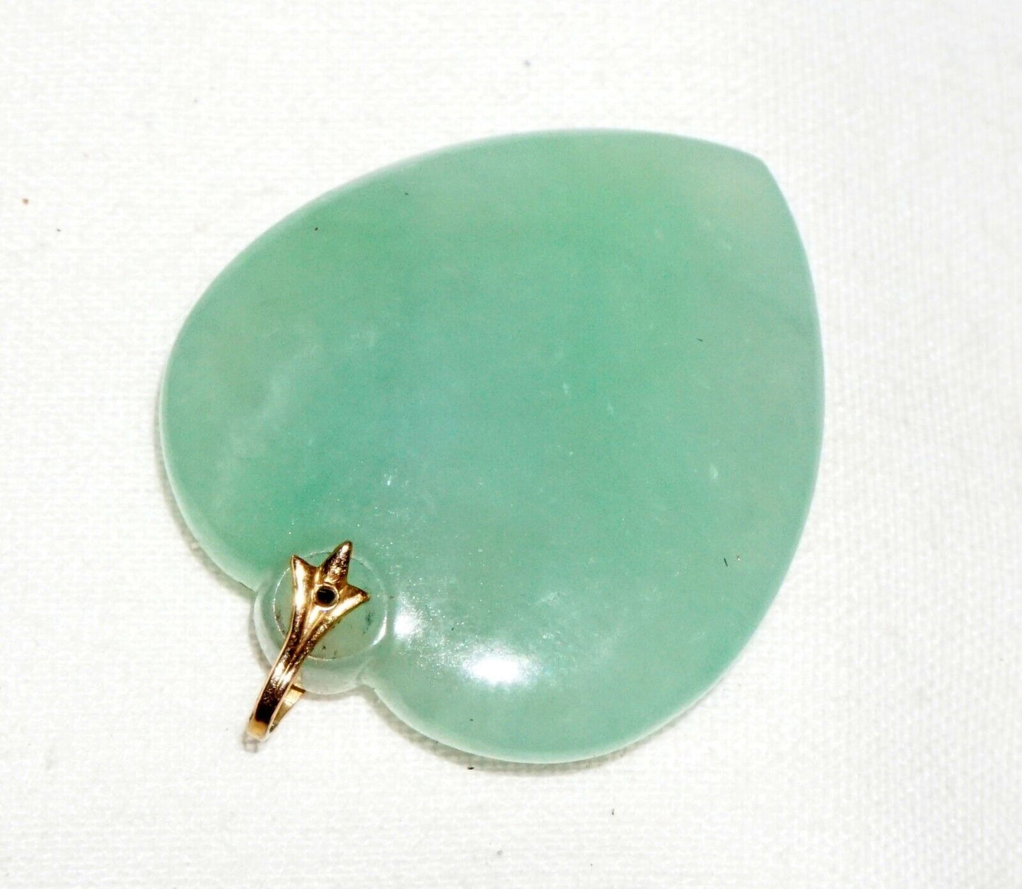 Vintage Chinese Light Celadon Green Jadeite Jade Heart Motif Pendant (***)