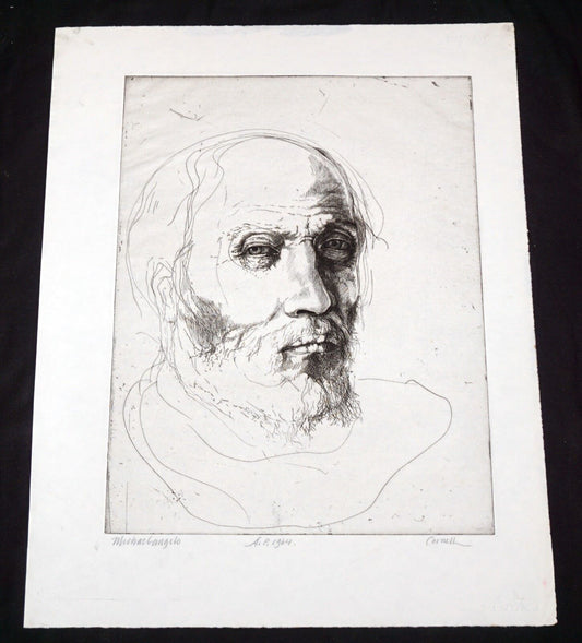 '64 California AP Etching Print Michelangelo by Thomas Cornell (1937-2012)(Mod)