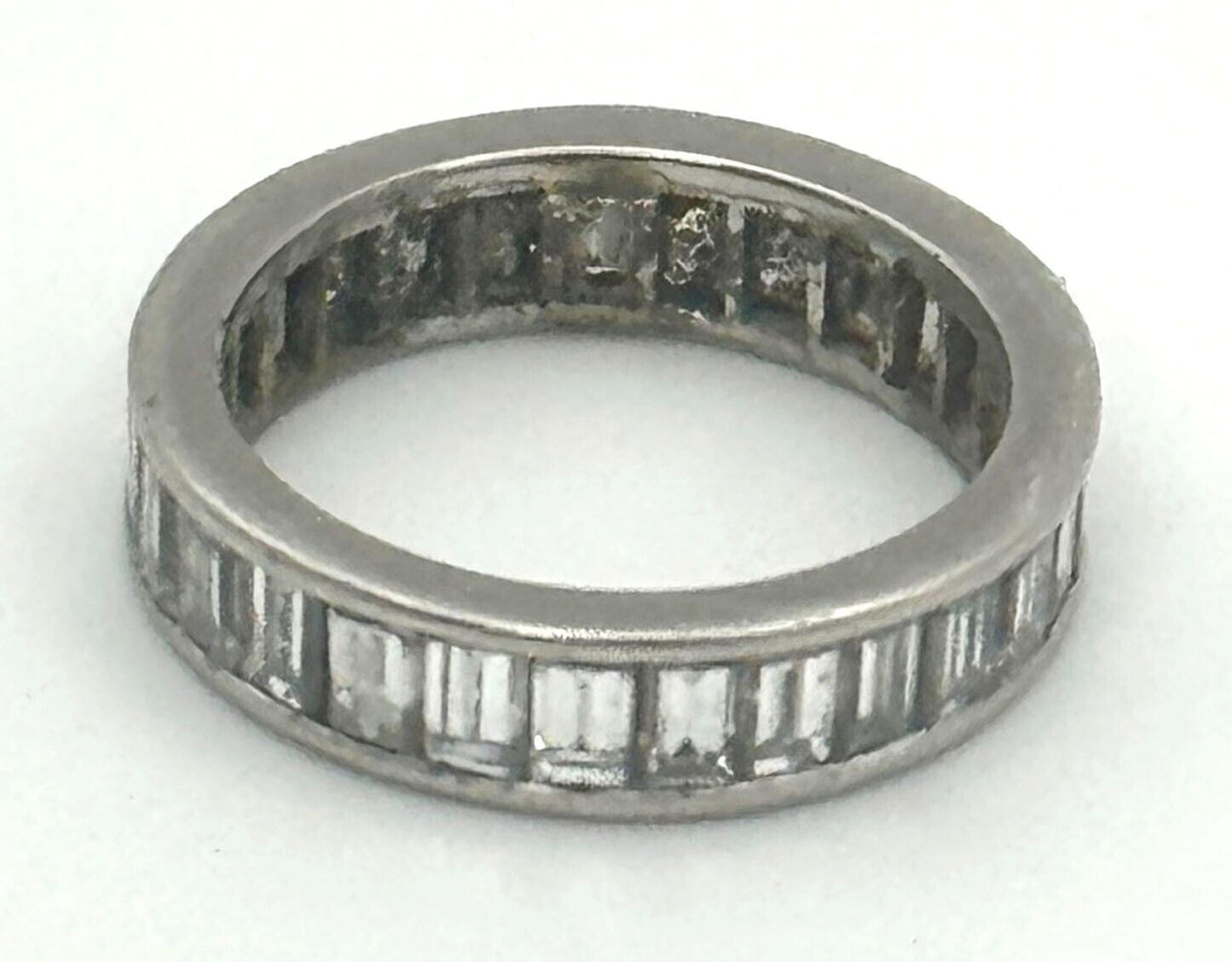 Vintage 18k White Gold Baguette-Cut Diamond 1.62 TCW Eternity Band Sz 6 (KnK)