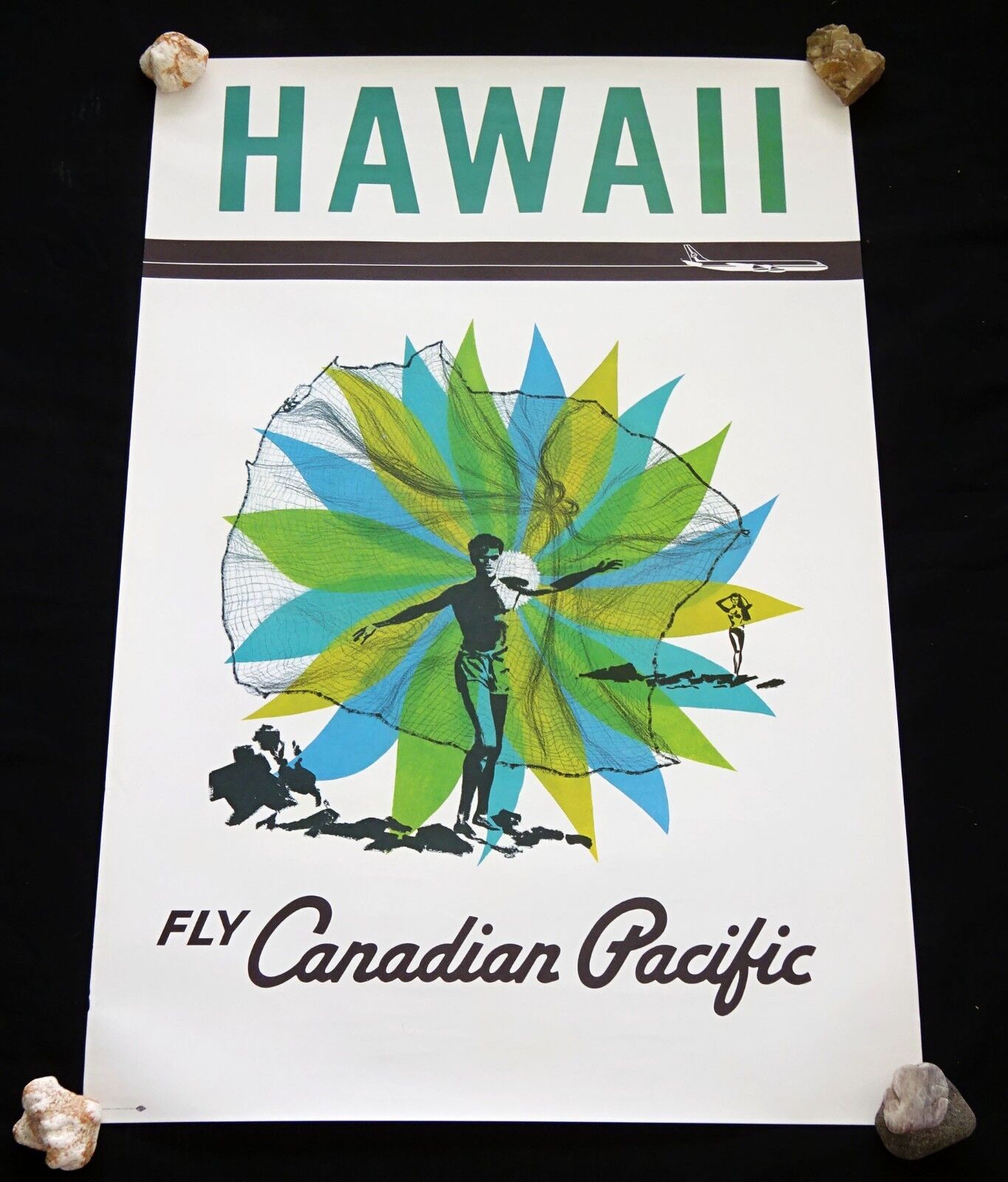 1950 Original Fly Canadian Pacific Hawaii Net Fisherman Poster (HoT)#33