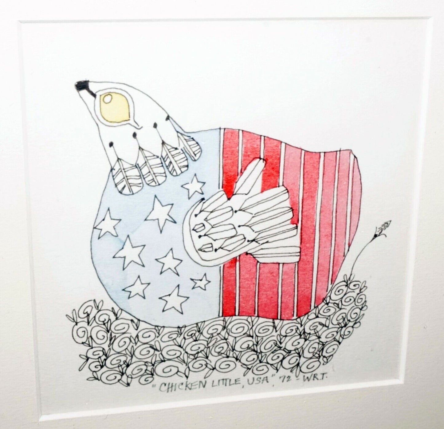 1972 US Koa Framed 2x Color Print Whimsical Grouping signed W.R.T. (CWo)