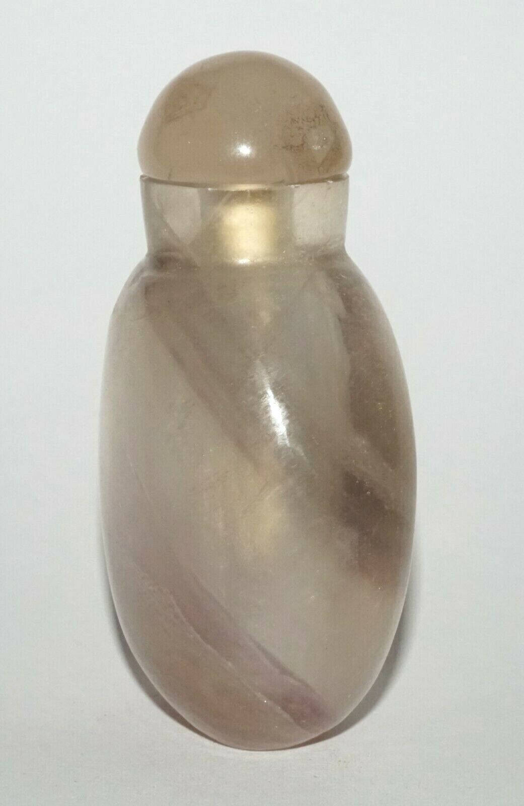 Vintage Chinese Clear Purplish Fluorite Snuff Bottle Plain Motif (LeS) G4