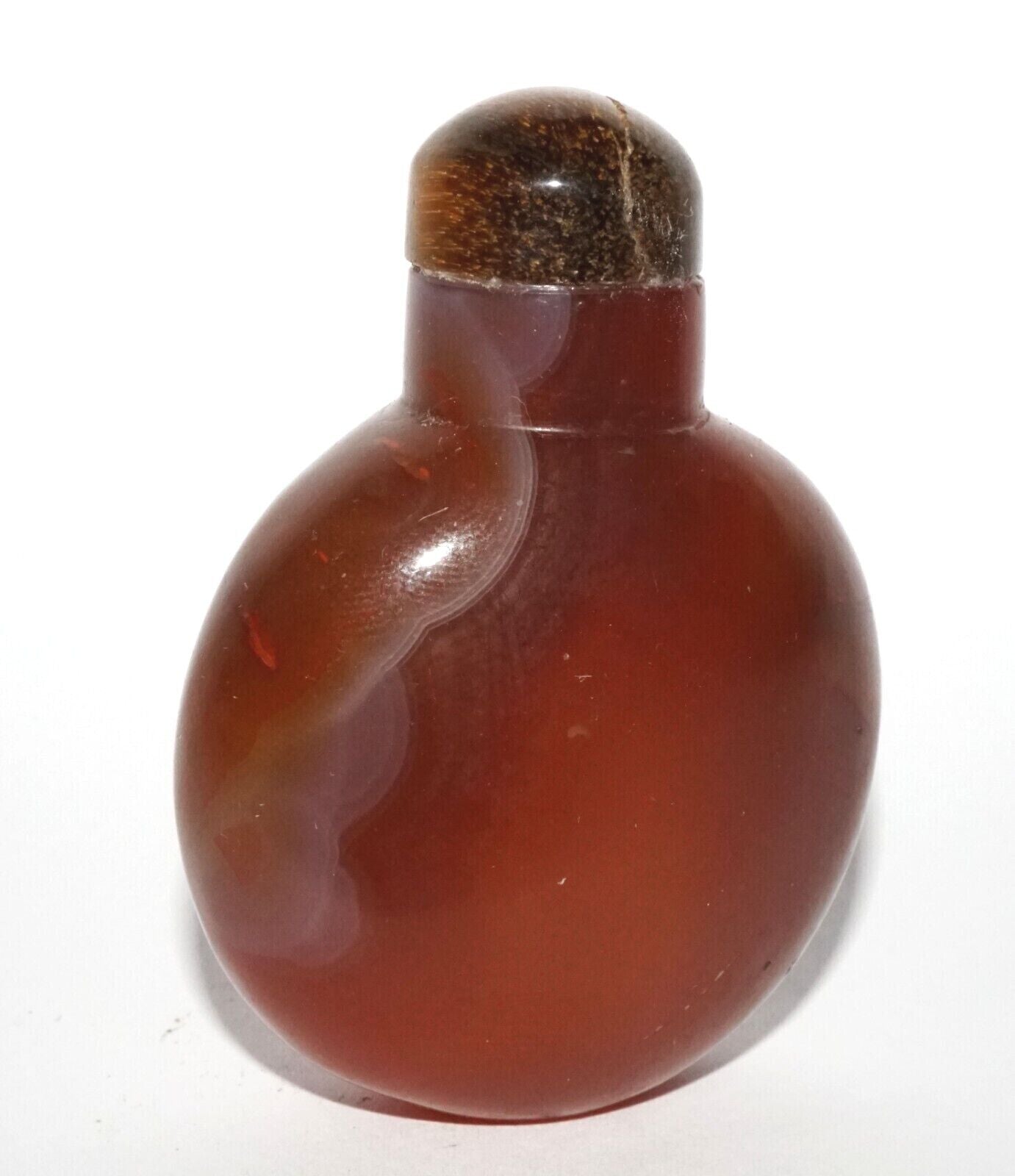 Vintage Chinese Red Banded Agate Snuff Bottle & Tigereye Stopper (LeS) G16