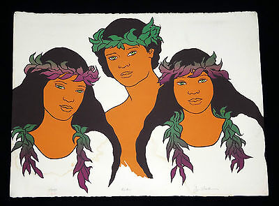 1970s HAWAII SILKSCREEN PRINT 7/250 "KEIKIS - CHILDREN" by JIM WALSH (Ger)