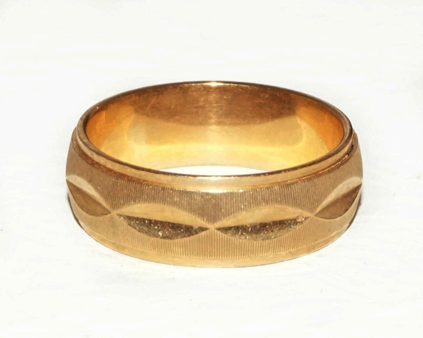 Vintage 14k Yellow Gold Wedding Band Ring Sz.5.5 w. Textured Design (BrM)#1