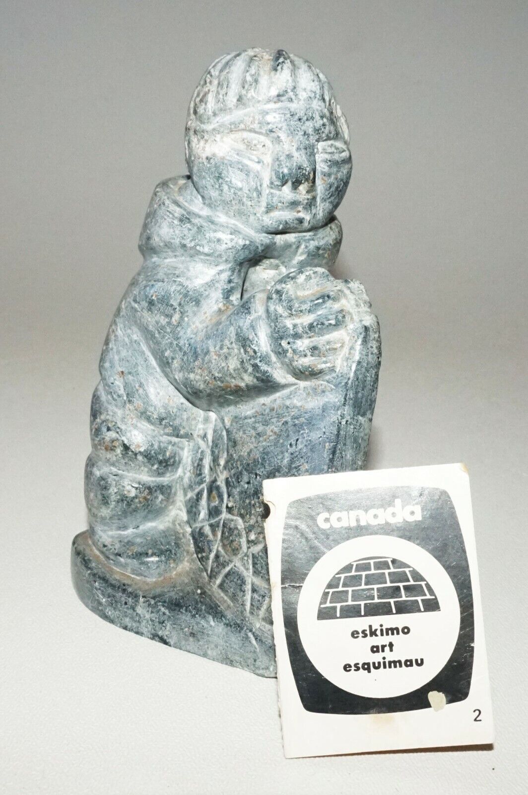 1980 Inuit Eskimo Sugluk Tribe Stone Carved Child by Lally Ohaituk (CLB)