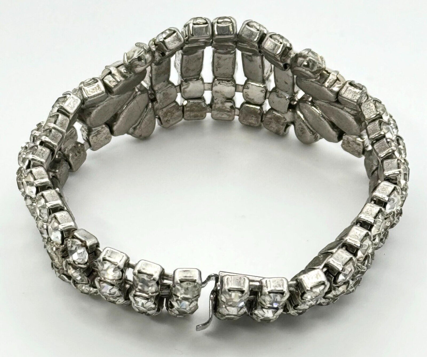 Vintage Weiss Rhinestone Bracelet w Round & Baguette Stones (McC)