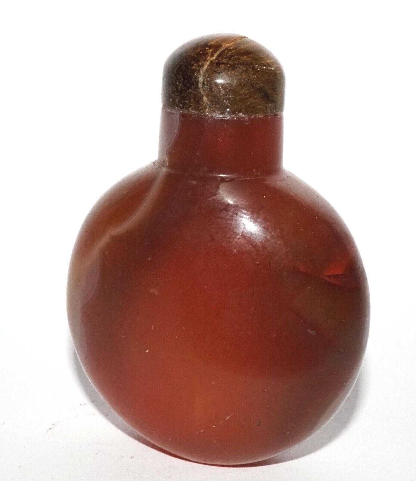 Vintage Chinese Red Banded Agate Snuff Bottle & Tigereye Stopper (LeS) G16