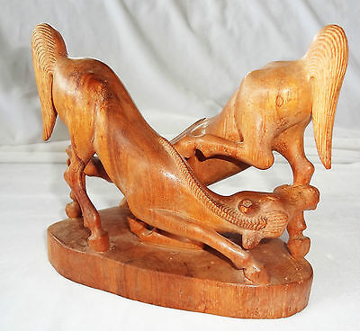 1950s BALINESE WOODEN CARVED HORSE SCULPTURE by WJ AJUN, PELIATAN GINYAR BALI