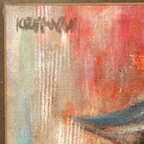 Vintage German Oil Painting of a Harlequin by Evelin Krumnau (HiC)