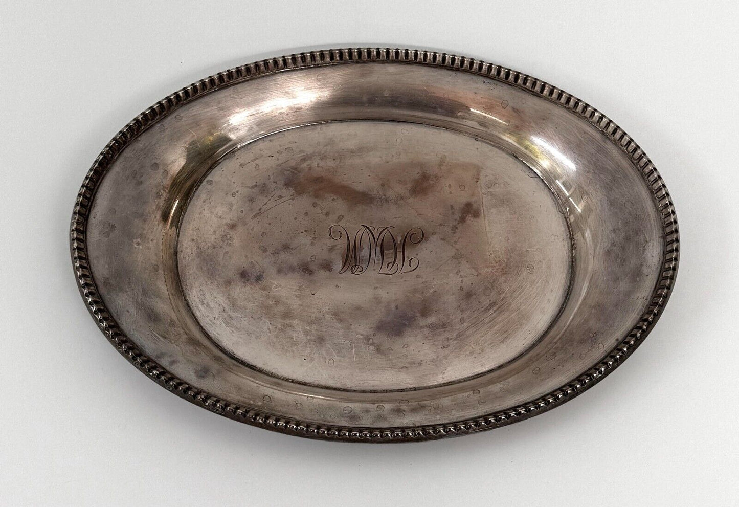 Vintage Tiffany & Co. Sterling Silver Oval Platter w Beaded Edge/ Monogram (WeP)