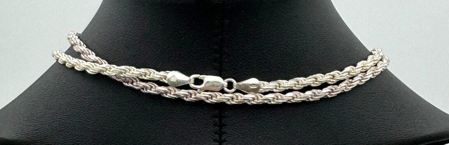 Vintage Sterling Silver 925 Thick Rope Style Necklace 29" (McC)