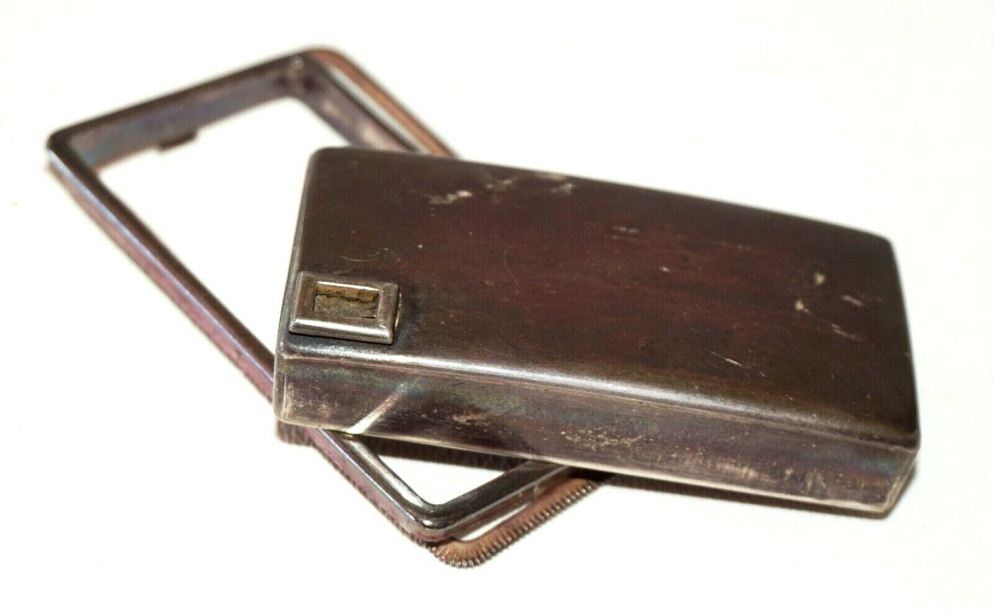 Antique Japanese Unmarked Silver Rectangular Water Dropper & Frame (NiT)