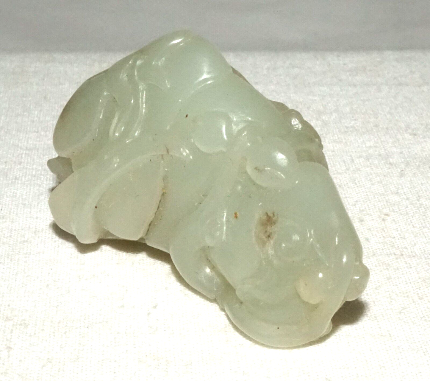 Antique Chinese Finely Carved Nephrite Jade Double Monkey & Peach Motif (InS)L5