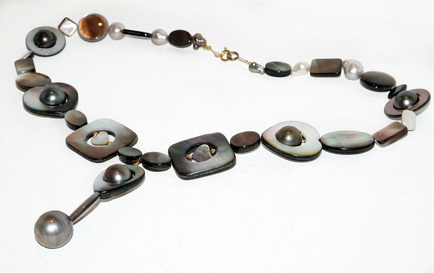 Vintage Tahitian South Sea Pearl & Mother of Pearl Bead Necklace (LeP)#2