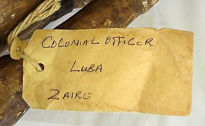 19CT African Zaire Luba Tribe Carving Colonial Officer Sculpture 23.5" (Eic)