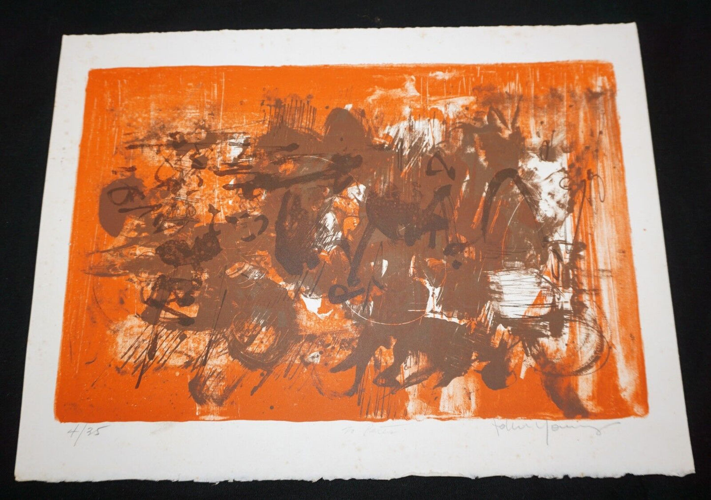 1970s Hawaii Litho Print 4/35 "Red Abstract" by John Young (1909-1997) (Mod)