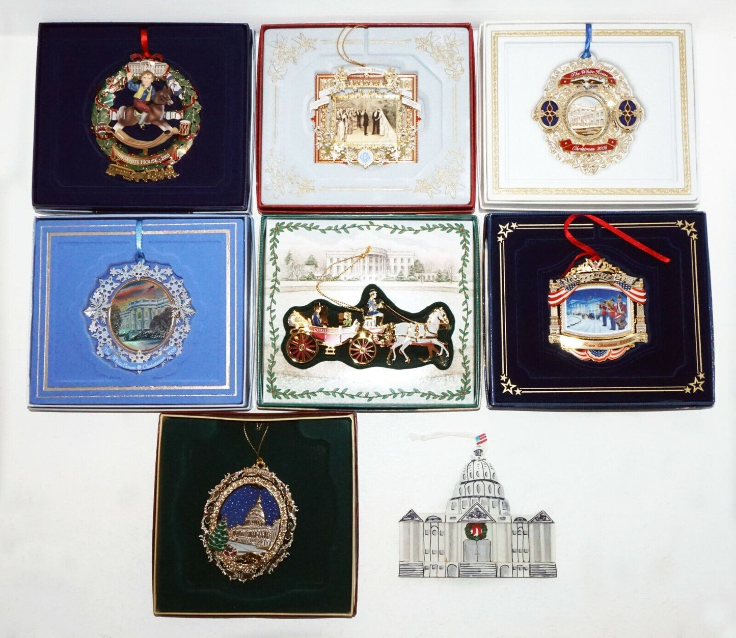 7+1Pc White House Historical Association Christmas Ornaments 2001-2011 (ZaG) #1