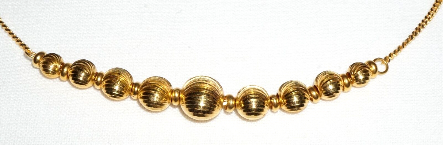 Vintage Chinese 22k Yellow Gold Necklace w. 9x Graduated Ball Accents (ChY)