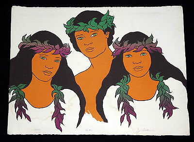 1970s HAWAII SILKSCREEN PRINT 7/250 "KEIKIS - CHILDREN" by JIM WALSH (Ger)