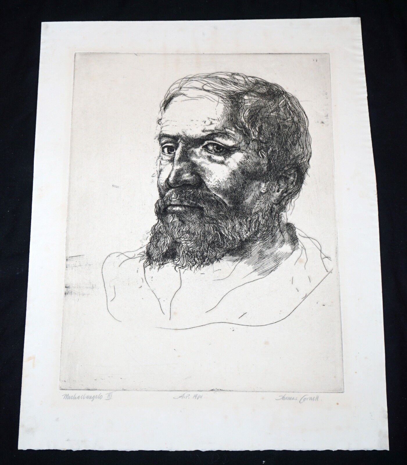 '64 California Etching Print Michelangelo III by Thomas Cornell (1937-2012)(Mod)