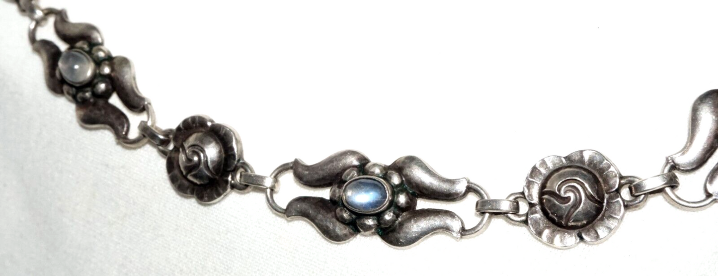 Vtg Denmark Sterling Silver & 8x Blue Stone Necklace #10 Georg Jensen (KoS) L9