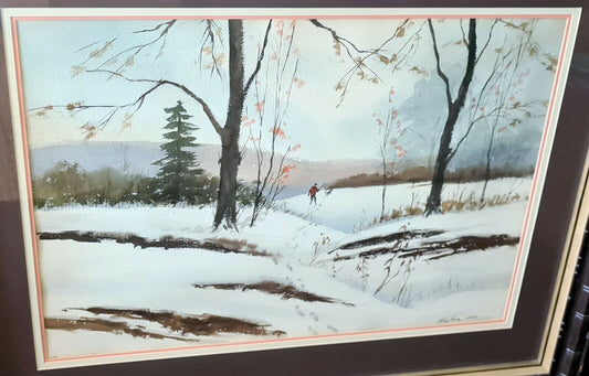 '80sUS Watercolor Painting Vermont Hunter Charles Ross Kinghan (1895-1984)(KiA)