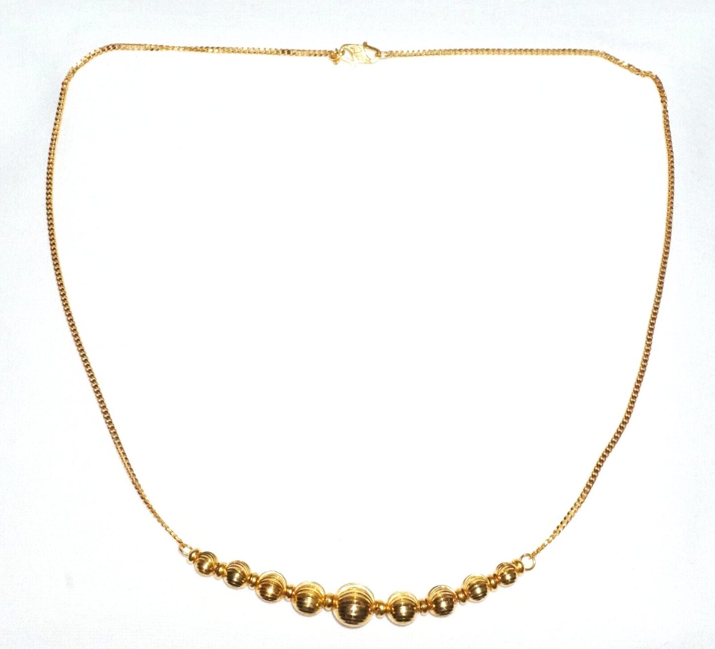 Vintage Chinese 22k Yellow Gold Necklace w. 9x Graduated Ball Accents (ChY)