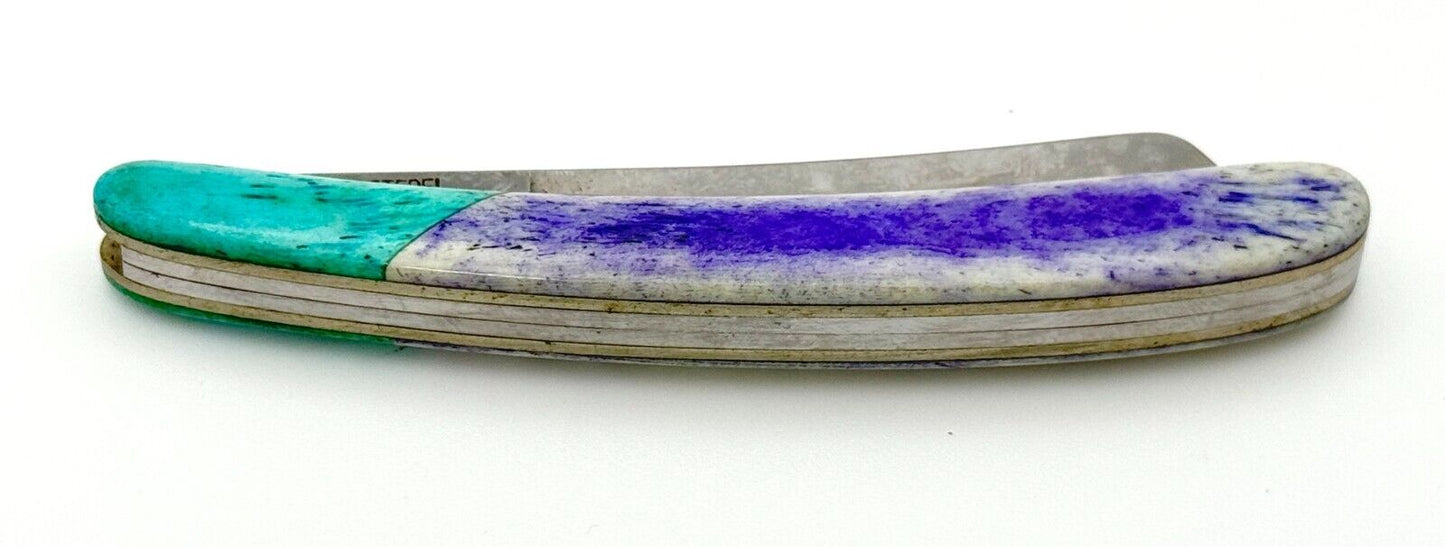 Vintage Stainless Steel Cellim Pocket Knife w Purple & Turquoise Handle (MiM)