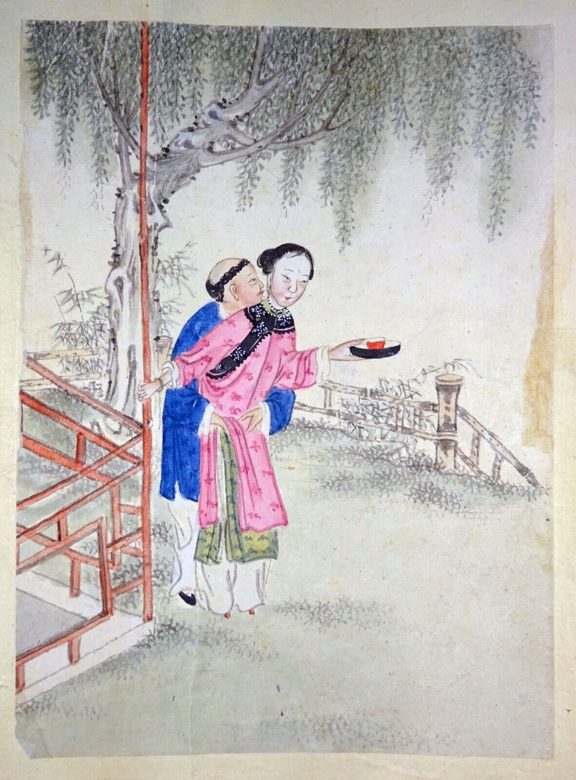 19C Chinese Erotic Pillow Color Paintings for Newly Married Couple (SoM)#10