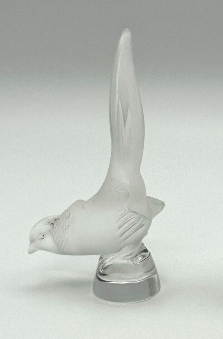 Vintage French Frosted Crystal Lalique Pheasant Figurine 3.75" (TuC)