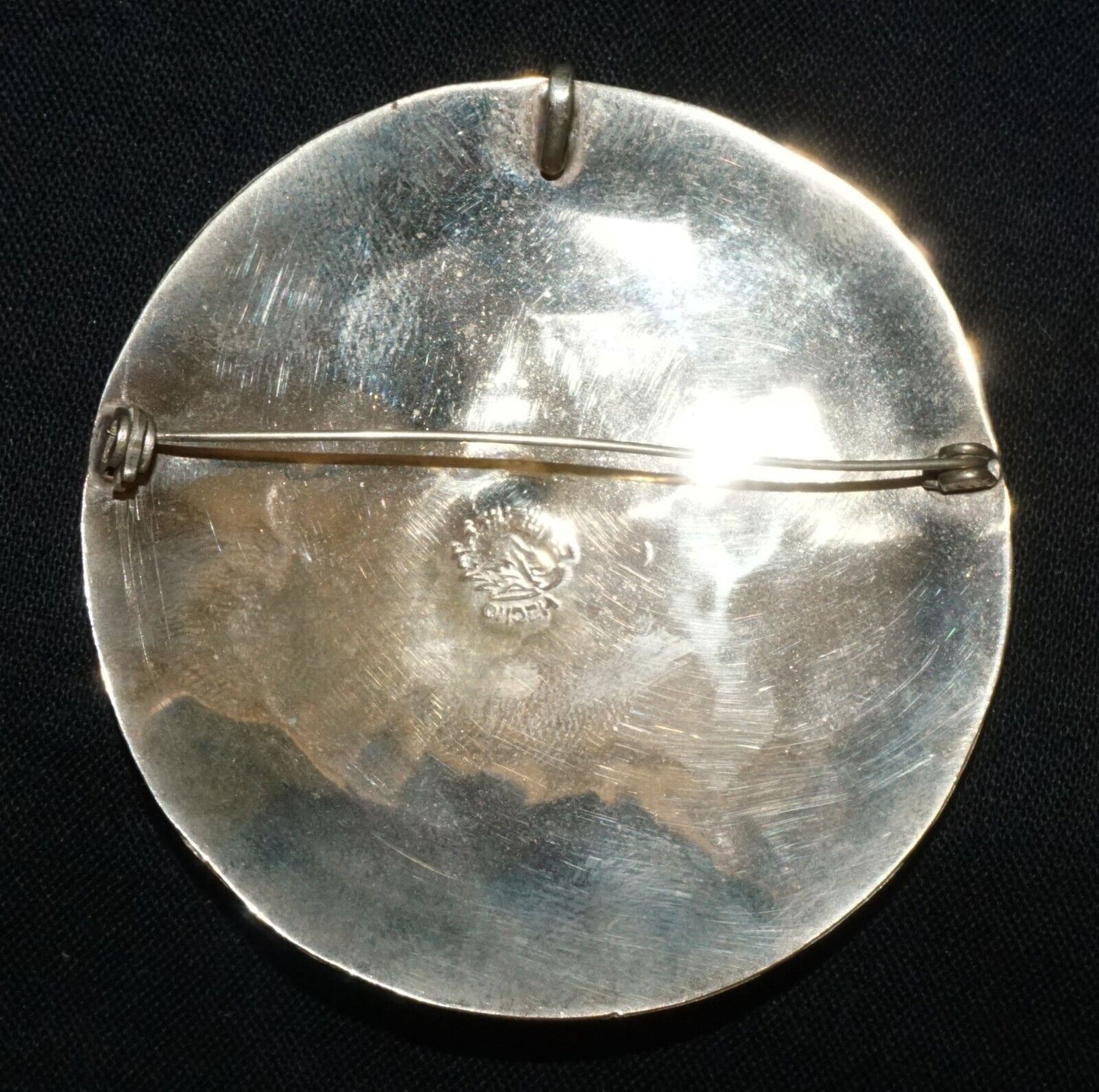 Vintage Mexican Indigenous Motif Sterling Silver & MoP Brooch Pendant (FeH)