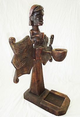 19/20CT Sumatra Batak Tribal Carved Winged Ancestor Motif Candle Holder (Eic)