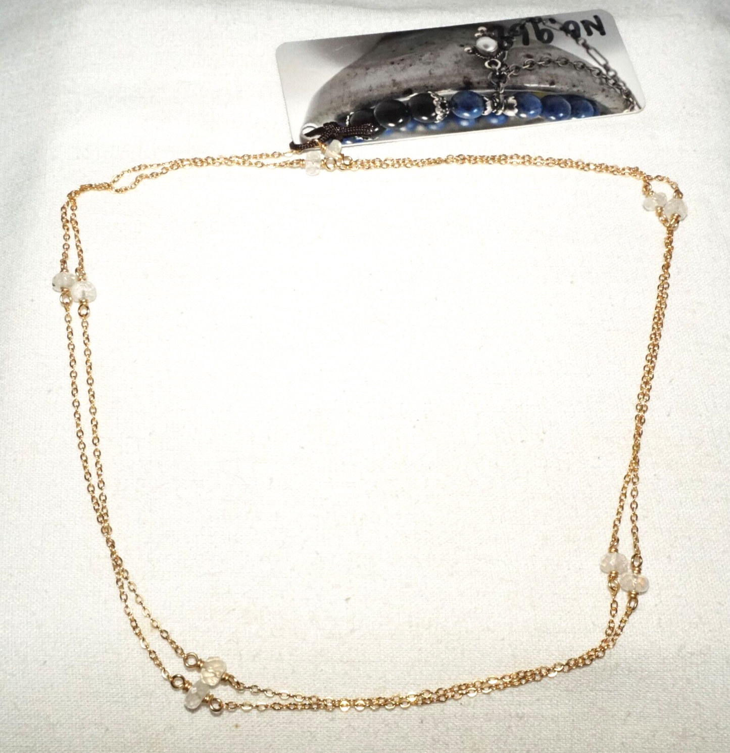 Vintage 14k Yellow Gold Chain Necklace set w. 10x Crystal Beads (KiL)