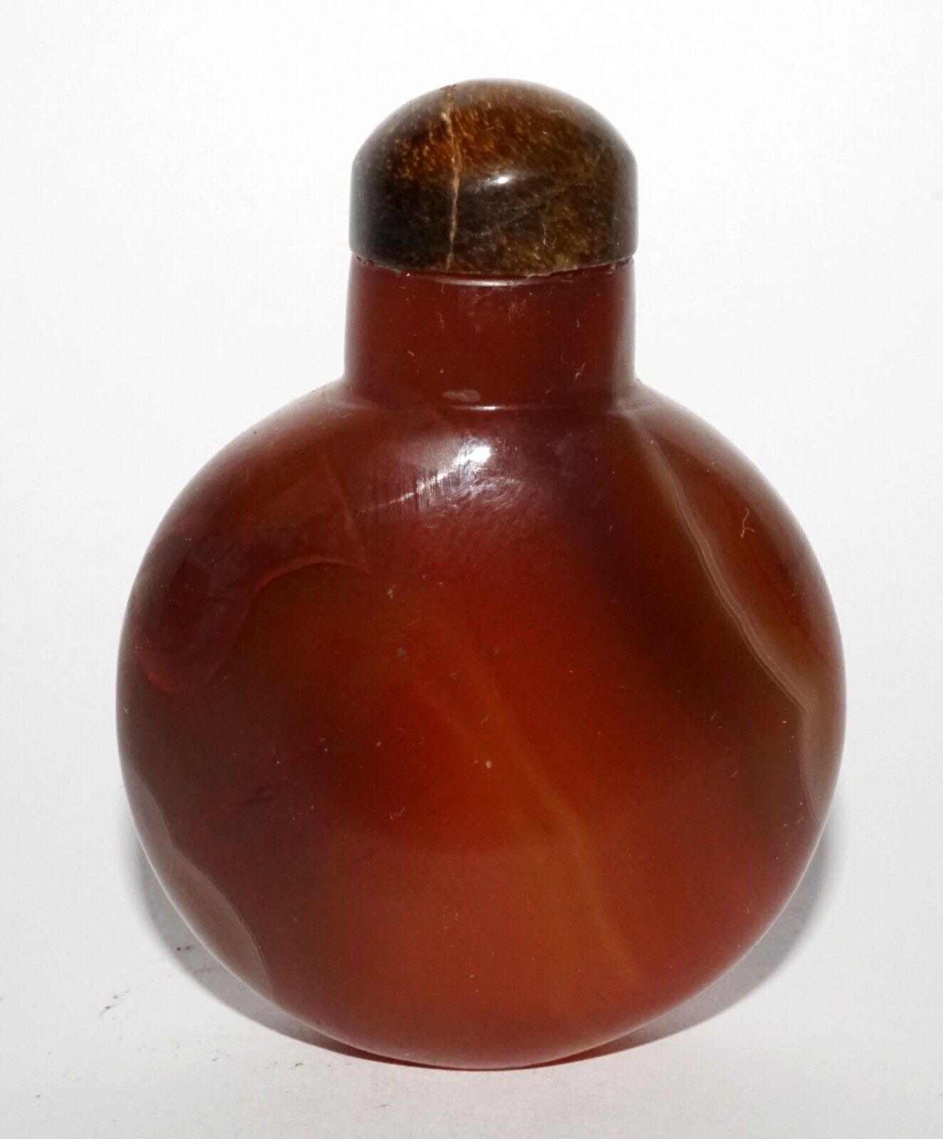 Vintage Chinese Red Banded Agate Snuff Bottle & Tigereye Stopper (LeS) G16