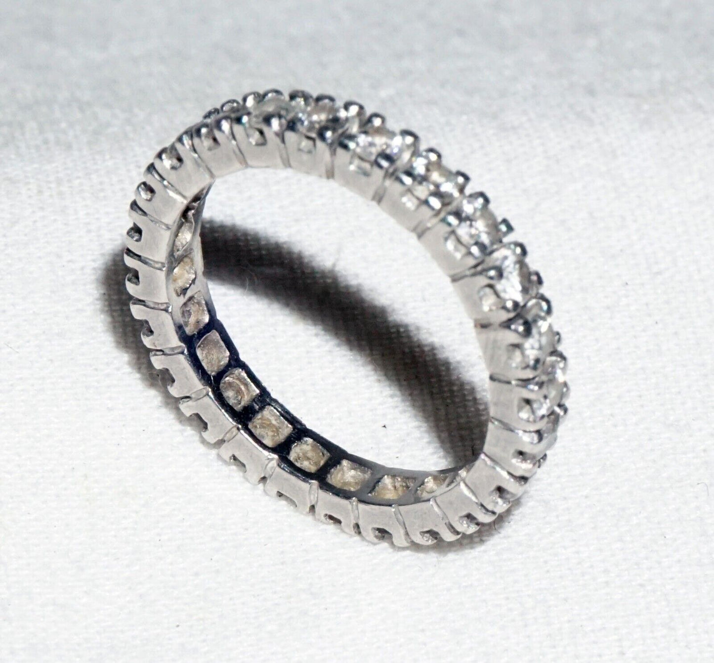 Vintage Platinum Full Eternity Wedding Band Ring Sz.5.25 w. 24x Diamonds (---)