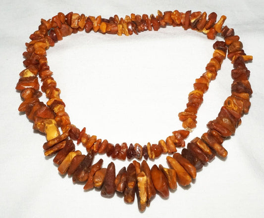 Vintage European Amber Chunk Graduated Bead Necklace (ShI)