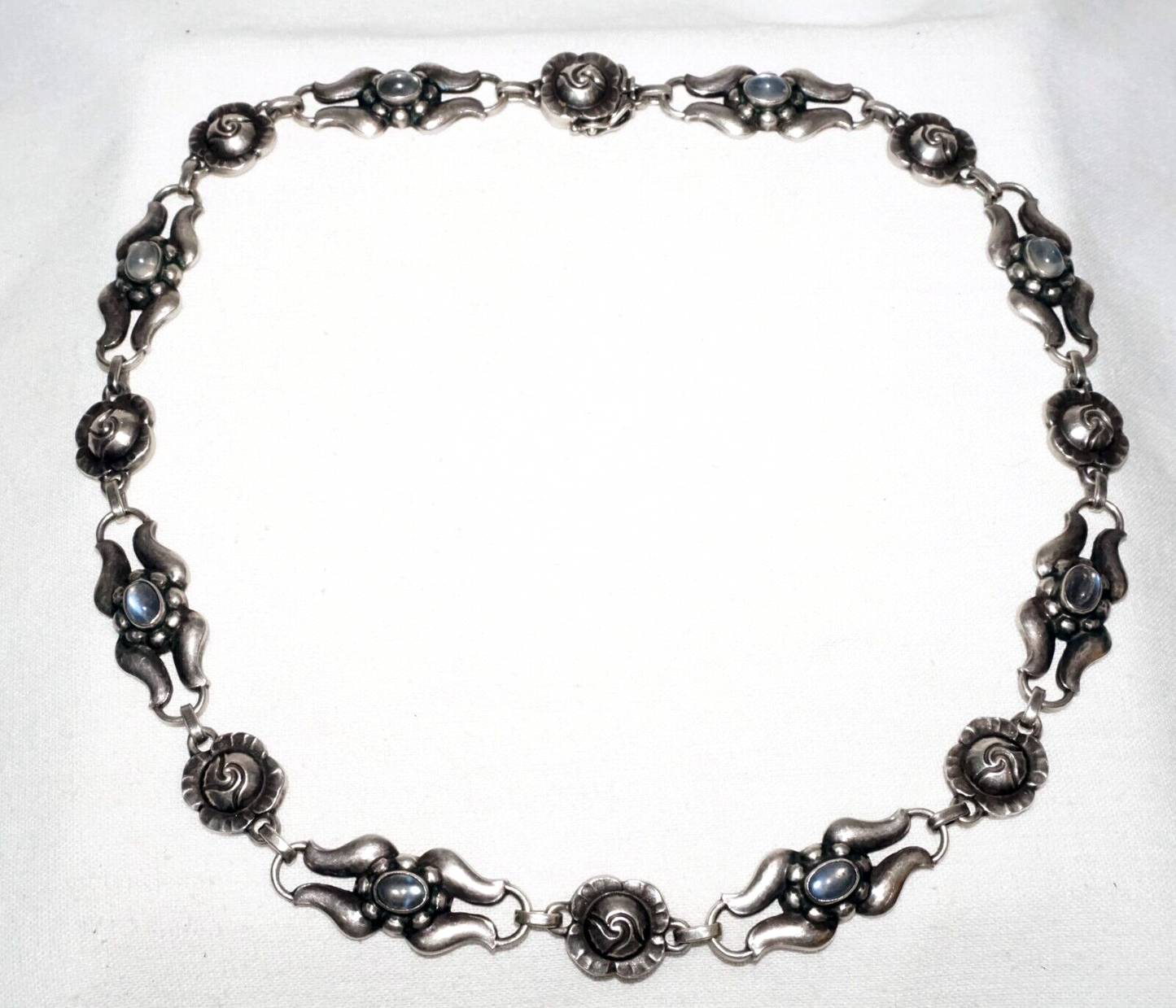 Vtg Denmark Sterling Silver & 8x Blue Stone Necklace #10 Georg Jensen (KoS) L9