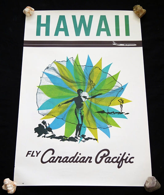 1950 Original Fly Canadian Pacific Hawaii Net Fisherman Poster (HoT)#33